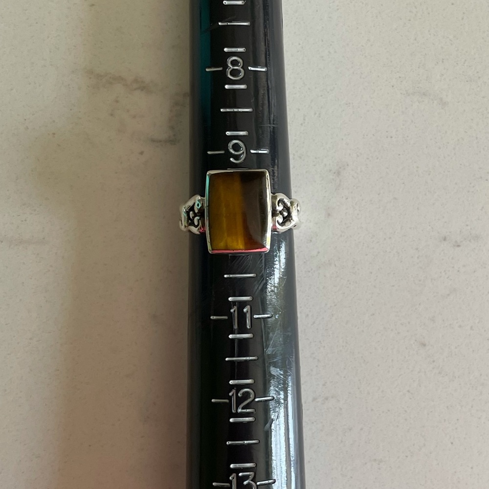 New Ss Rectangular Tiger Eye Ring - image 2